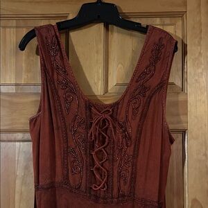 Renaissance Summer Dress with Corset Front, Boho, L/XL